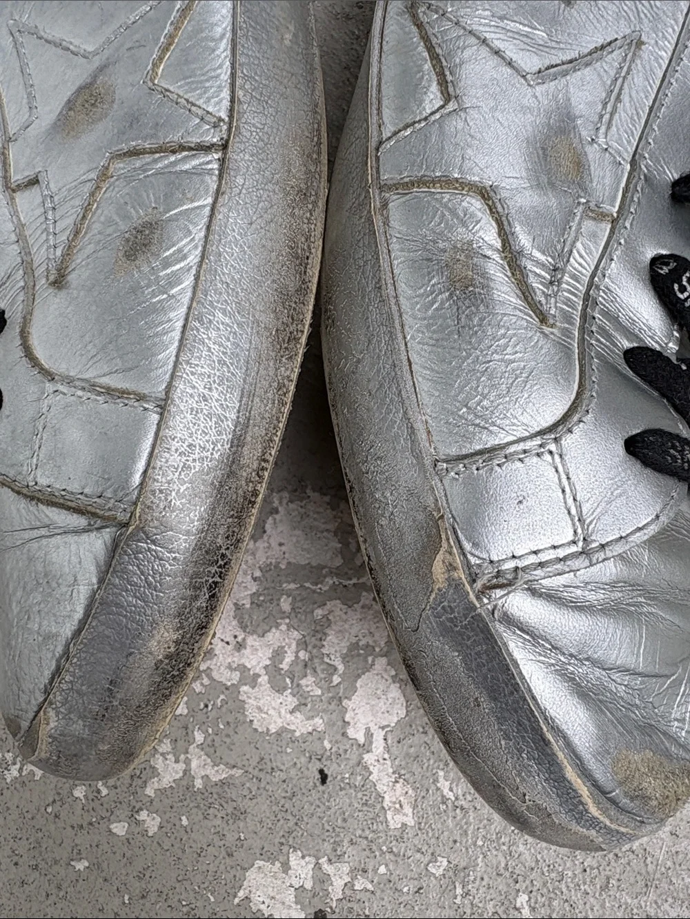 Distressed Ray golden goose silver sneakers